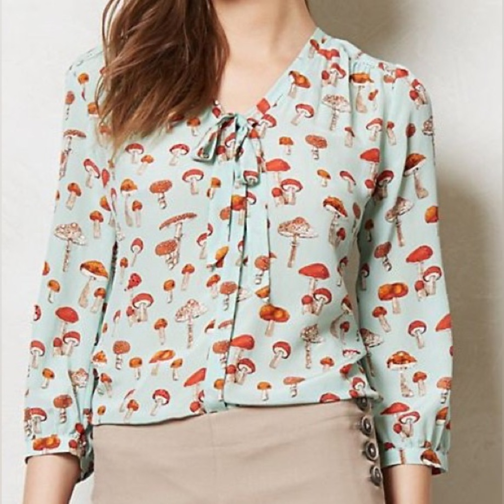 NWT Anthropologie Silk Toadstool Blouse sz 6